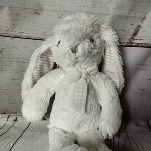 Burton & Burton 12" Bunny White Plush Grey Nose Stitched Eyes Nose Rabbit Easter